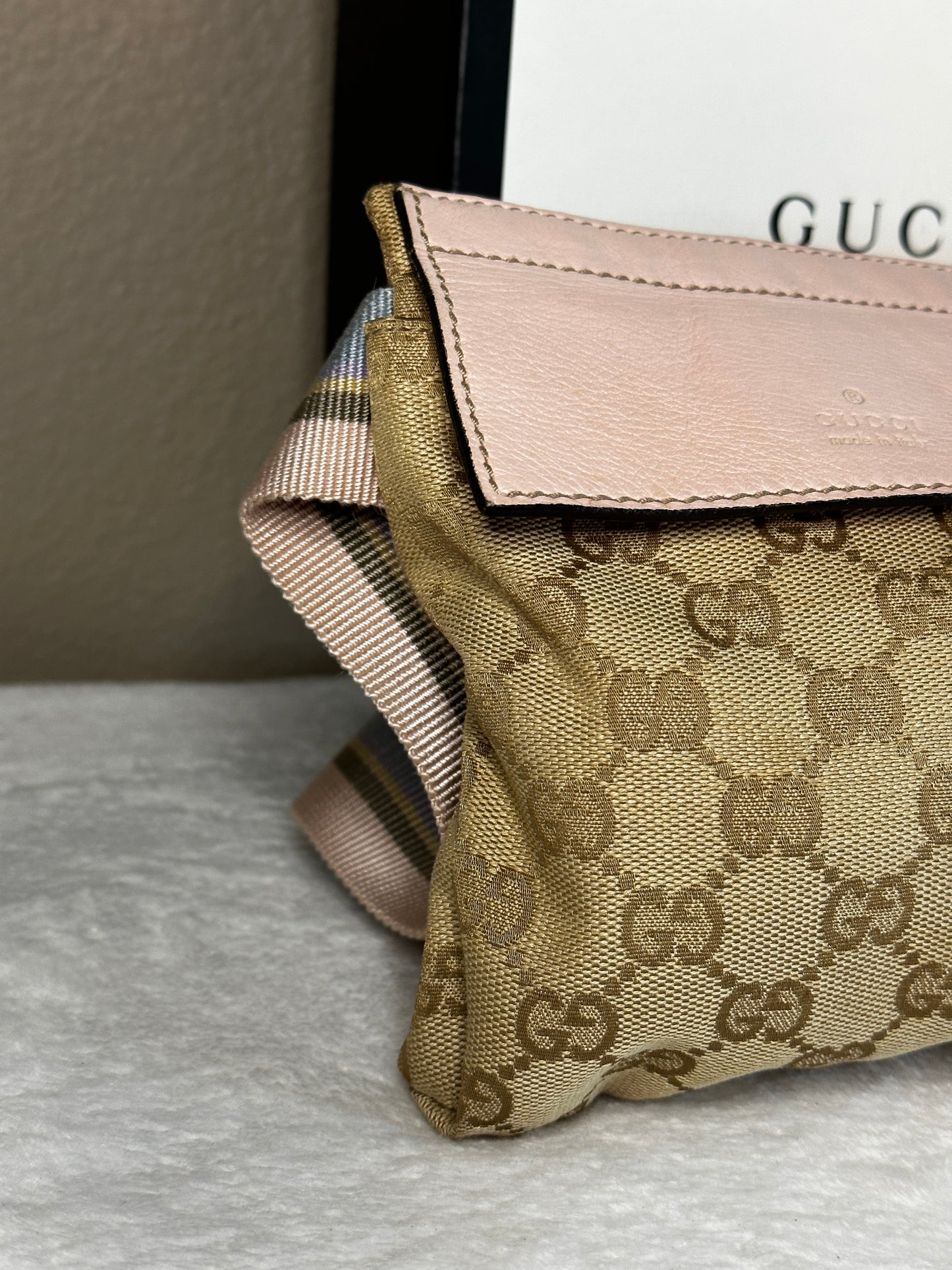 Authentic Gucci GG Canvas Pink Waist Belt Bag