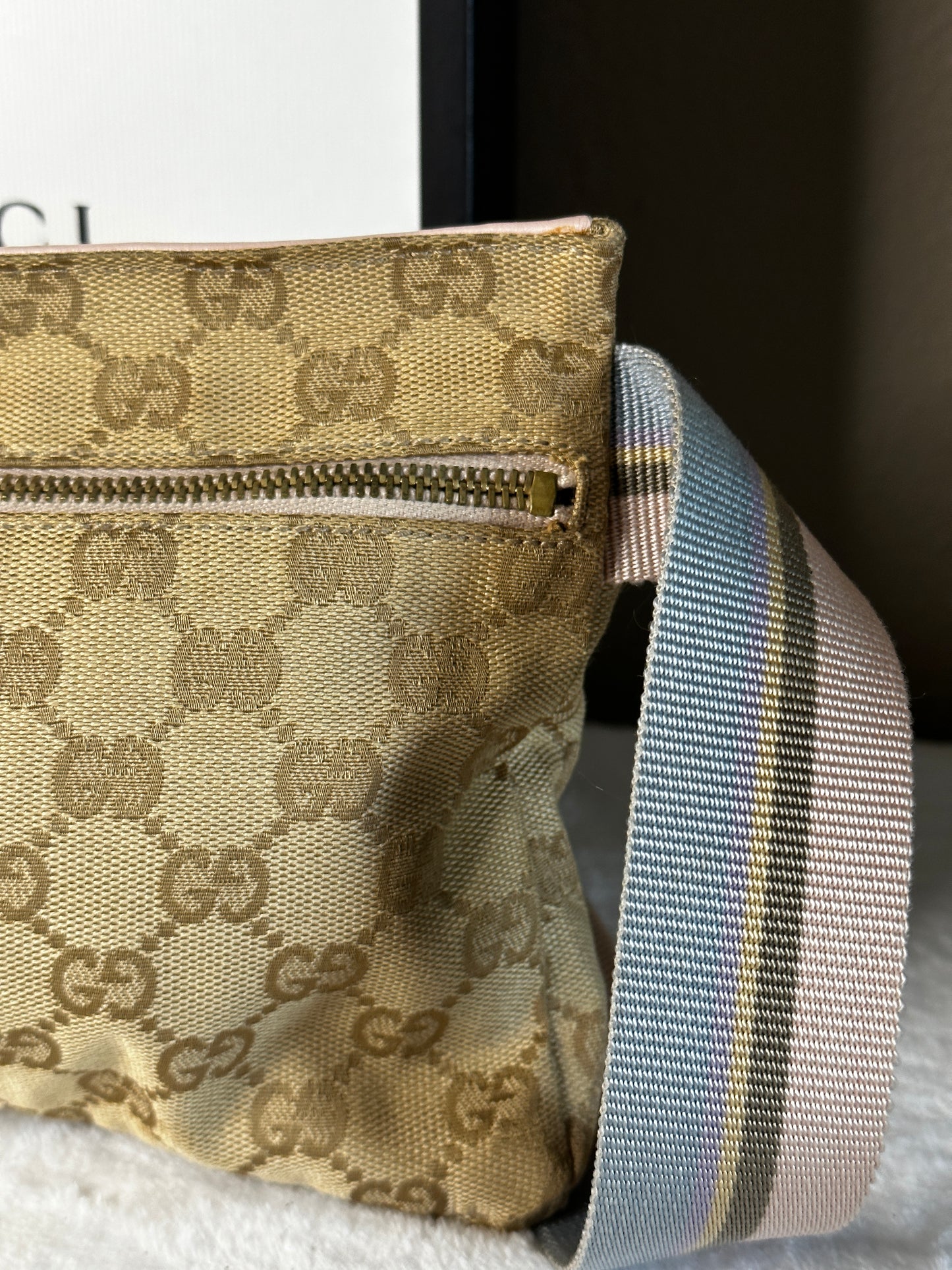 Authentic Gucci GG Canvas Pink Waist Belt Bag