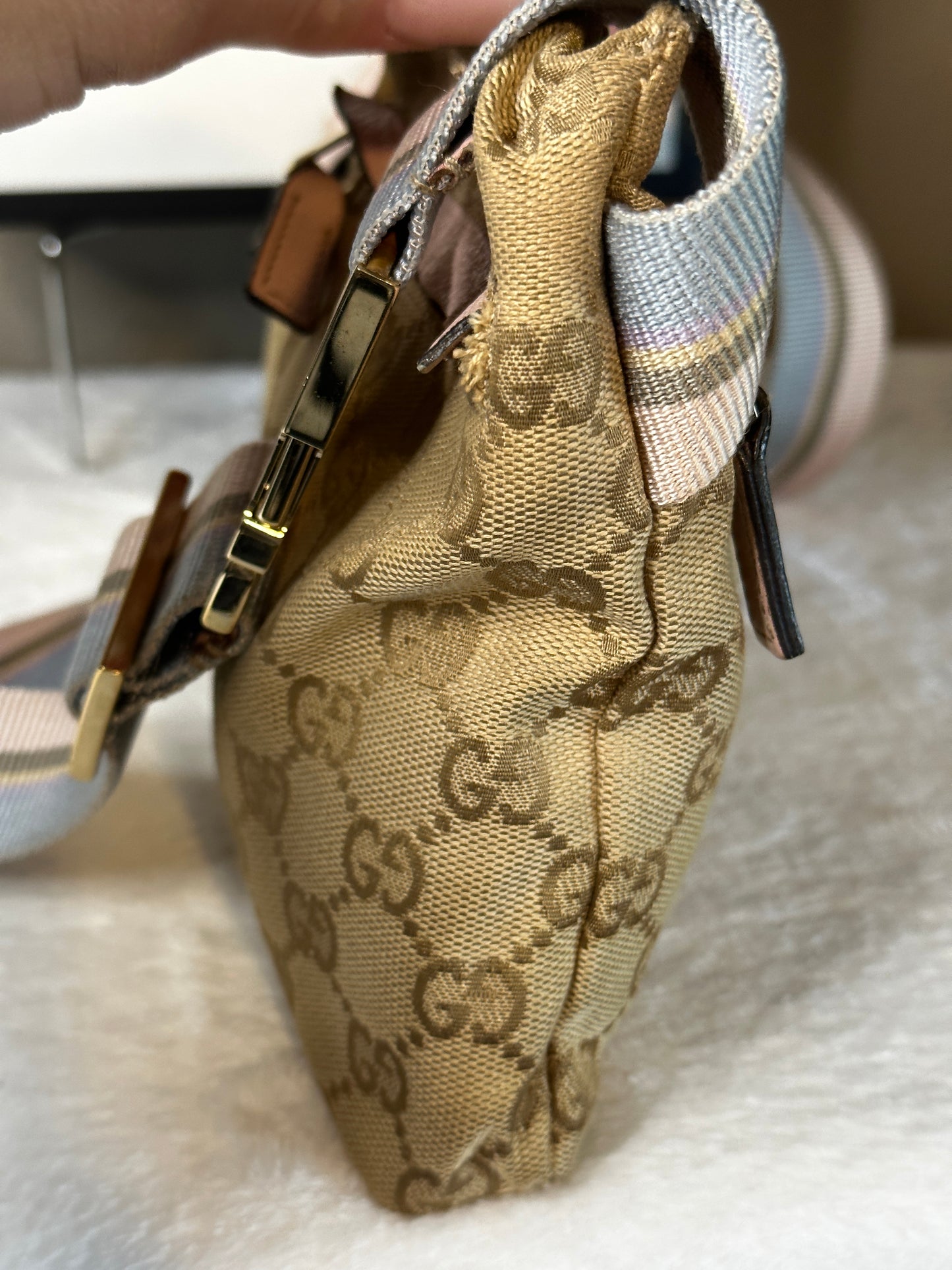Authentic Gucci GG Canvas Pink Waist Belt Bag