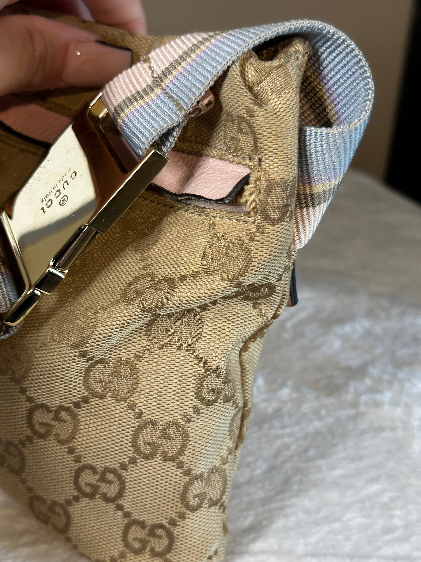 Authentic Gucci GG Canvas Pink Waist Belt Bag