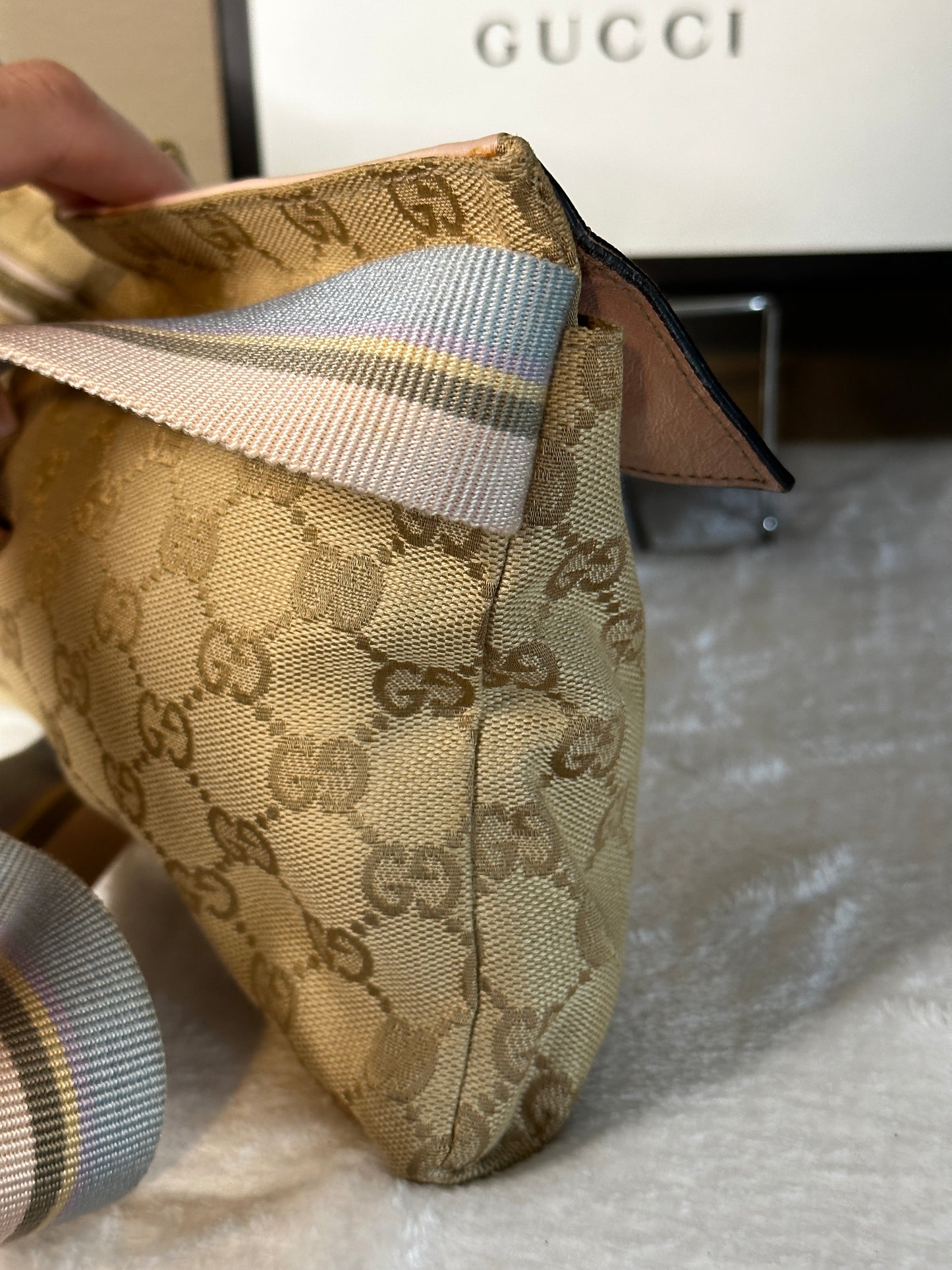 Authentic Gucci GG Canvas Pink Waist Belt Bag