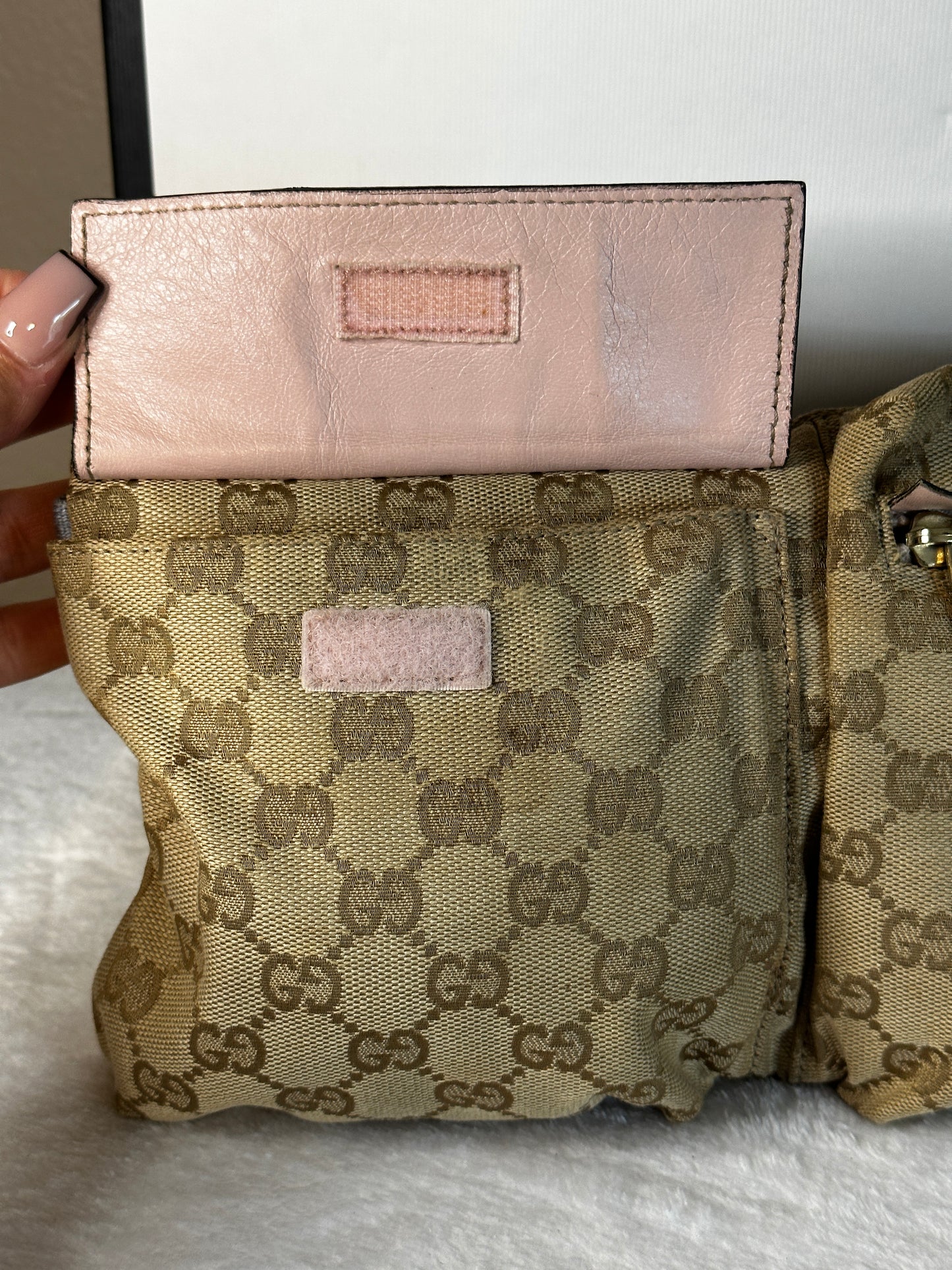 Authentic Gucci GG Canvas Pink Waist Belt Bag