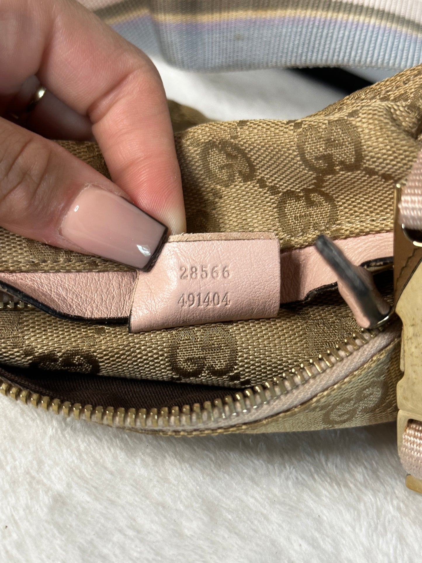 Authentic Gucci GG Canvas Pink Waist Belt Bag