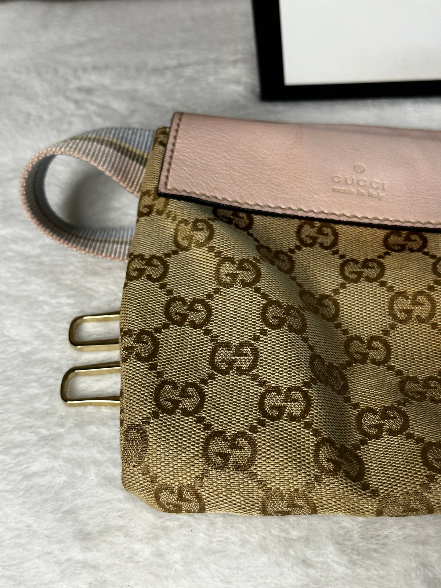 Authentic Gucci GG Canvas Pink Waist Belt Bag