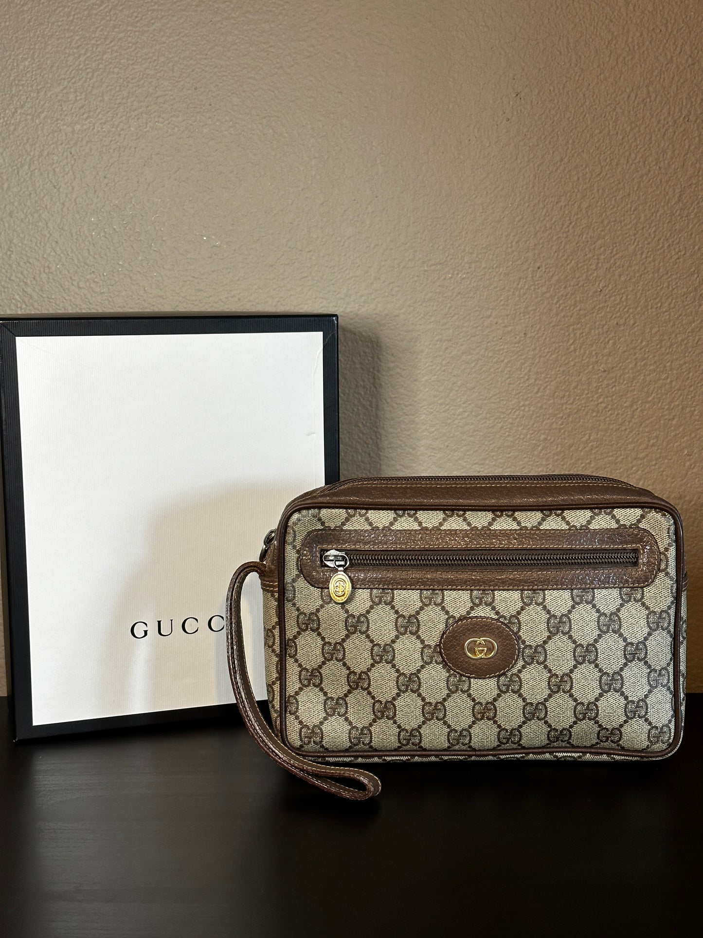 Authentic Gucci GG Wristlet Pouch into Crossbody