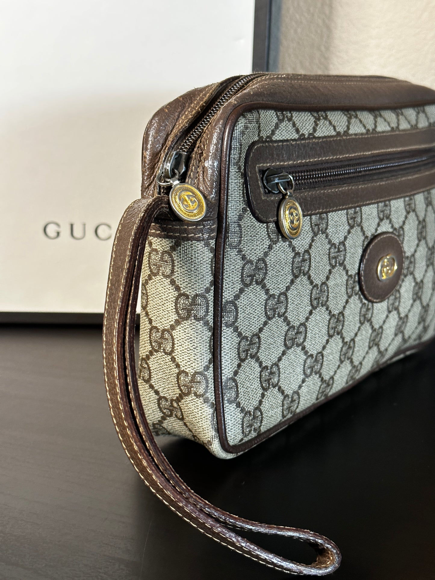 Authentic Gucci GG Wristlet Pouch into Crossbody