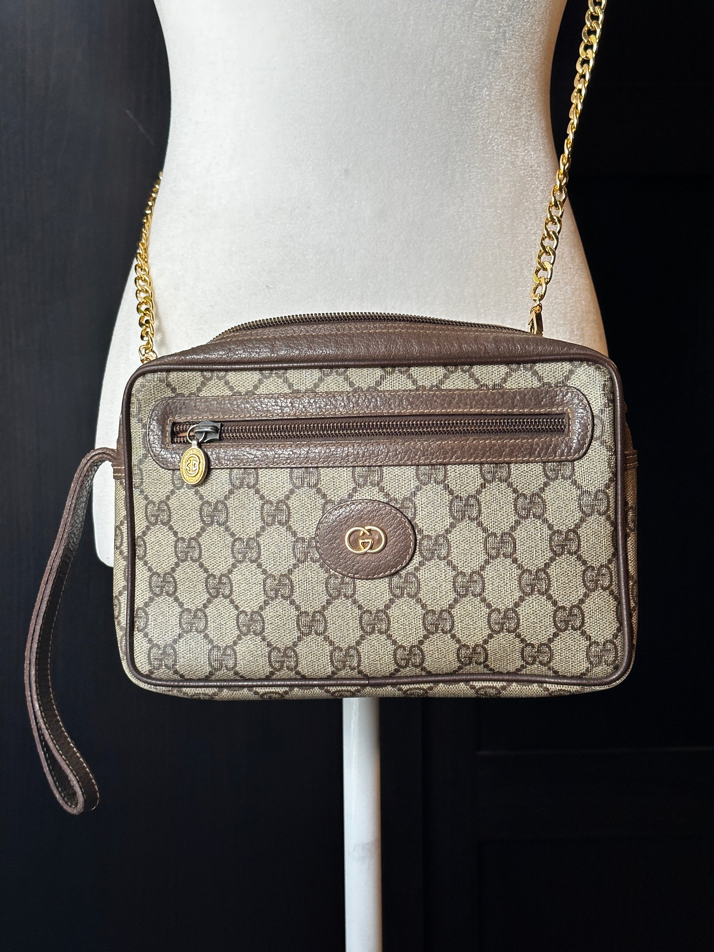 Authentic Gucci GG Wristlet Pouch into Crossbody