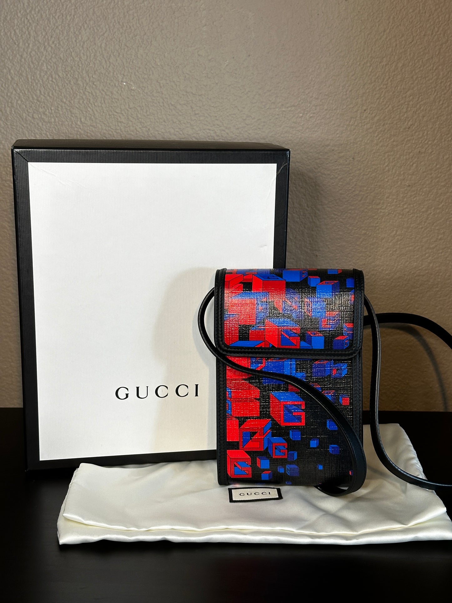 Authentic Guccig GG Printed Flap Crossbody