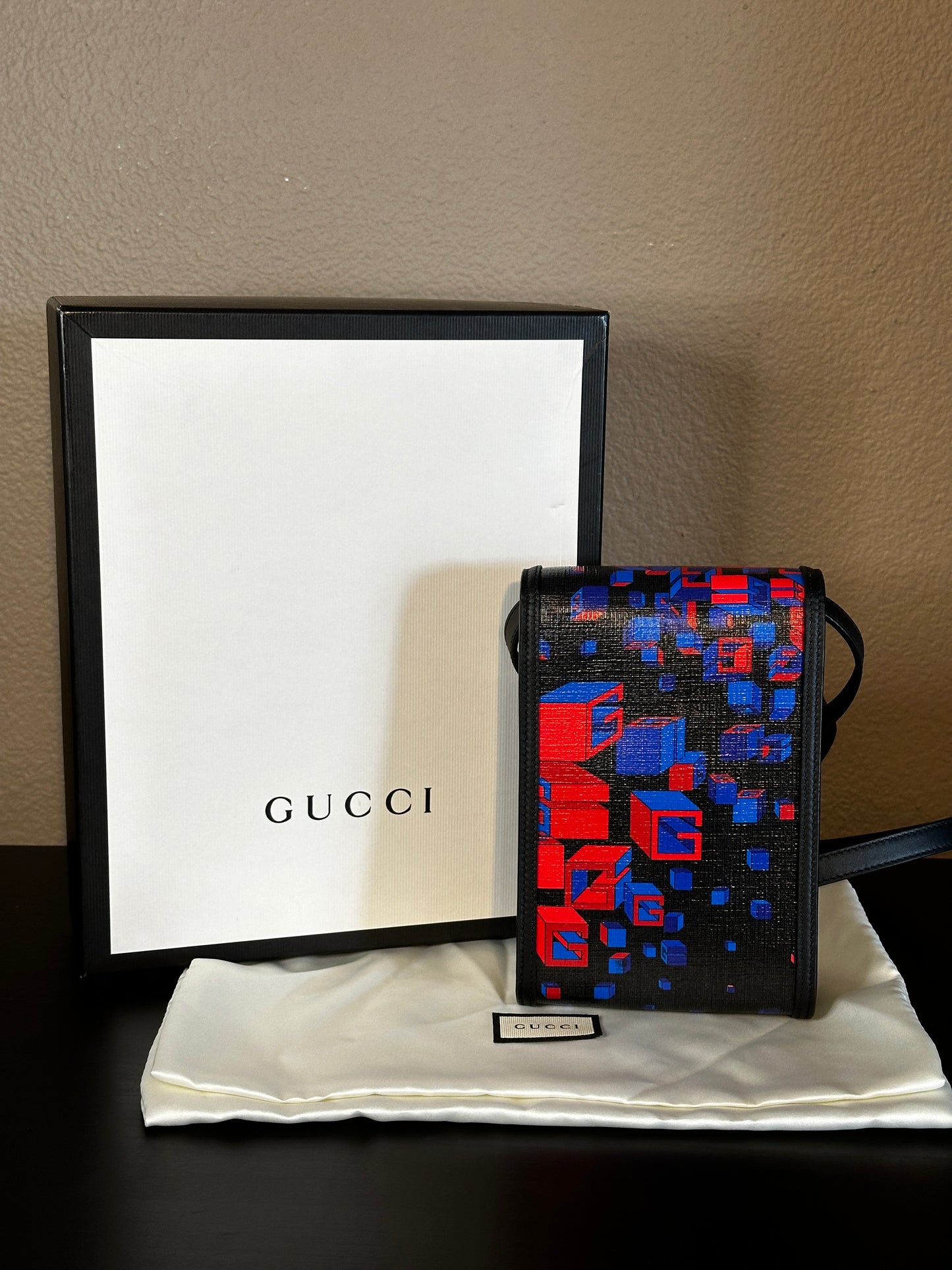 Authentic Guccig GG Printed Flap Crossbody