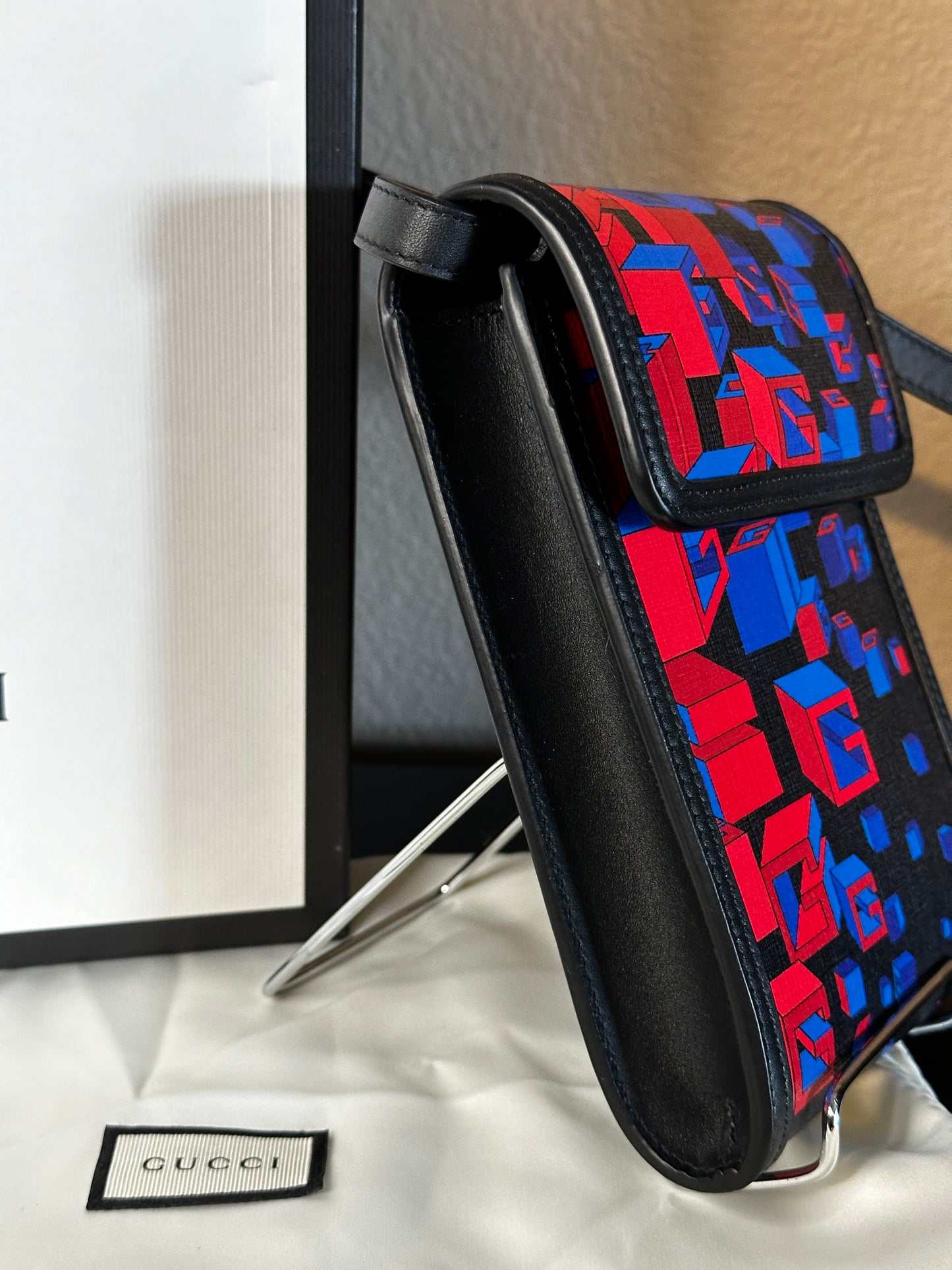 Authentic Guccig GG Printed Flap Crossbody