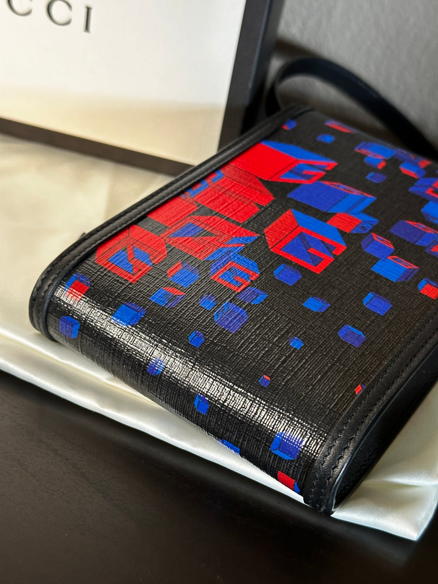 Authentic Guccig GG Printed Flap Crossbody