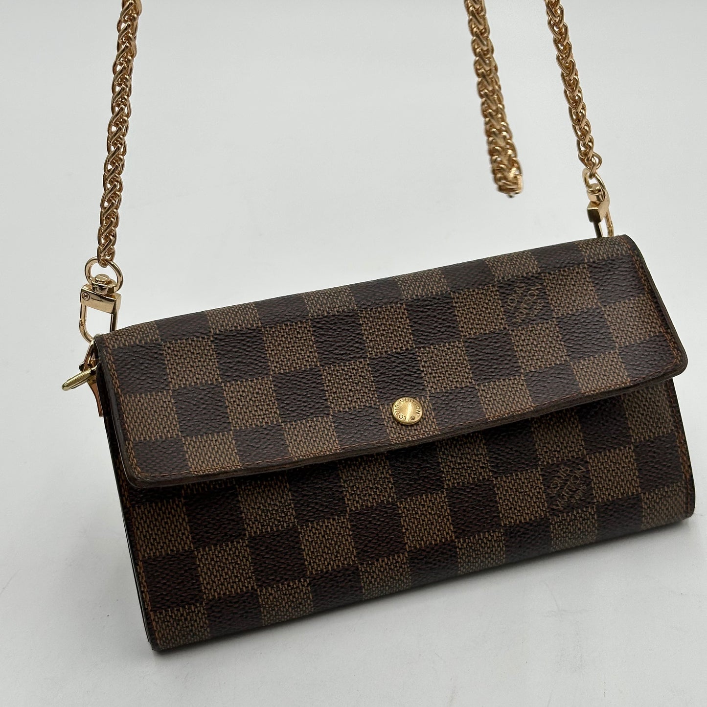 Authentic Louis Vuitton Damier Ebene Sarah Wallet Crossbody