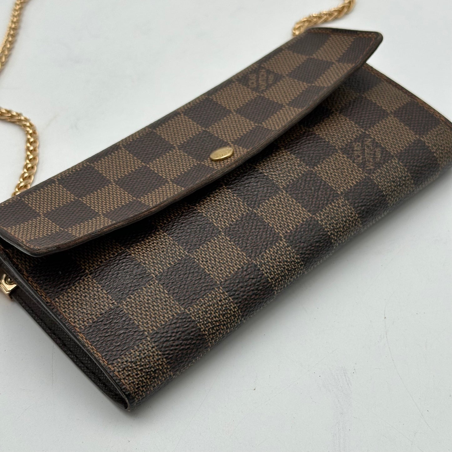 Authentic Louis Vuitton Damier Ebene Sarah Wallet Crossbody