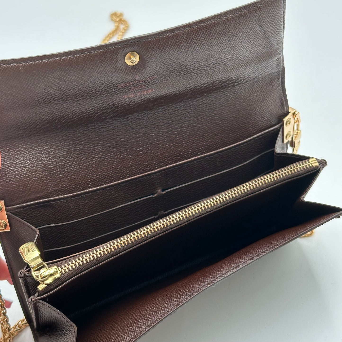 Authentic Louis Vuitton Damier Ebene Sarah Wallet Crossbody