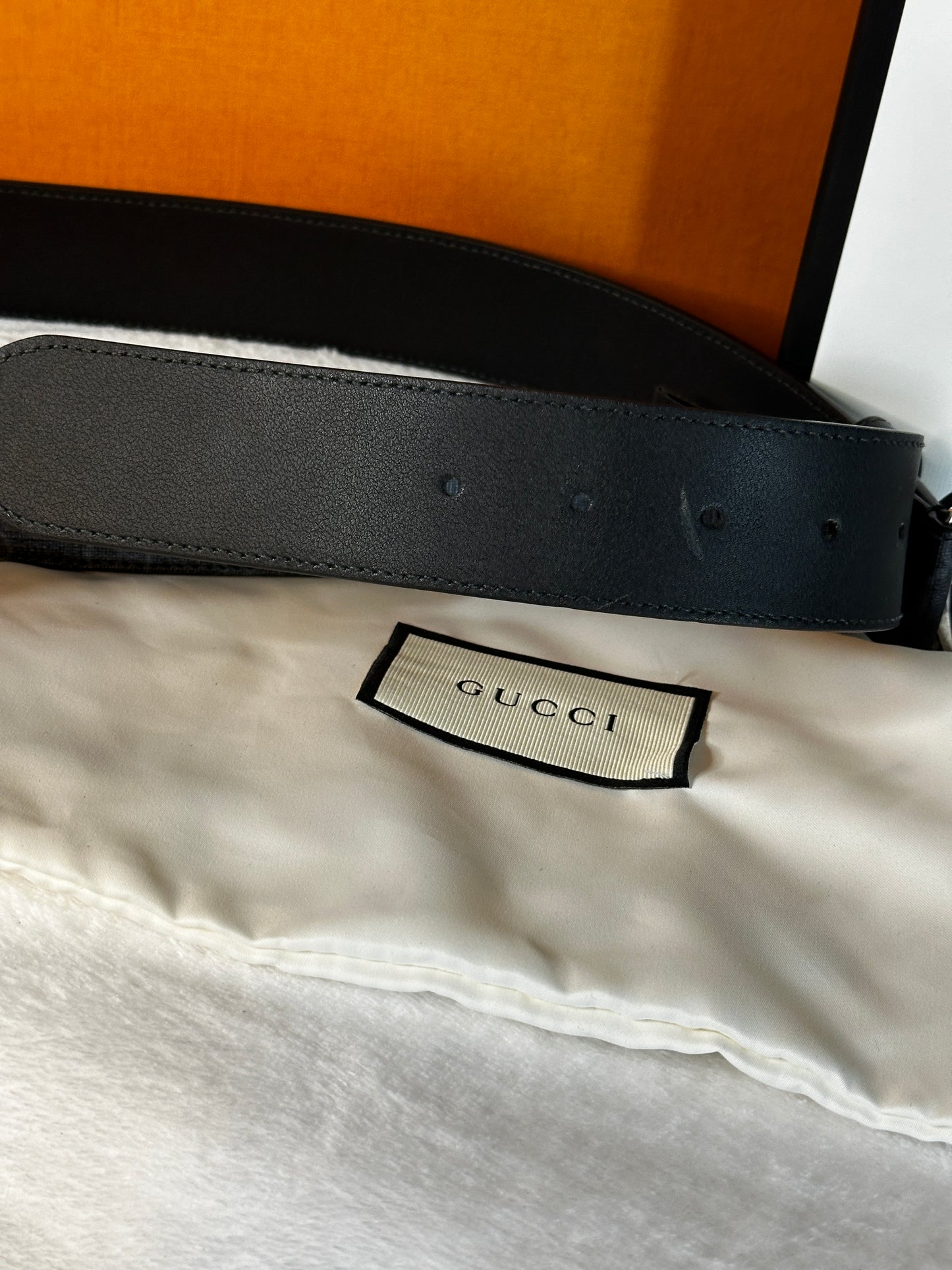Authentic Gucci GG Black Supreme Belt 85cm