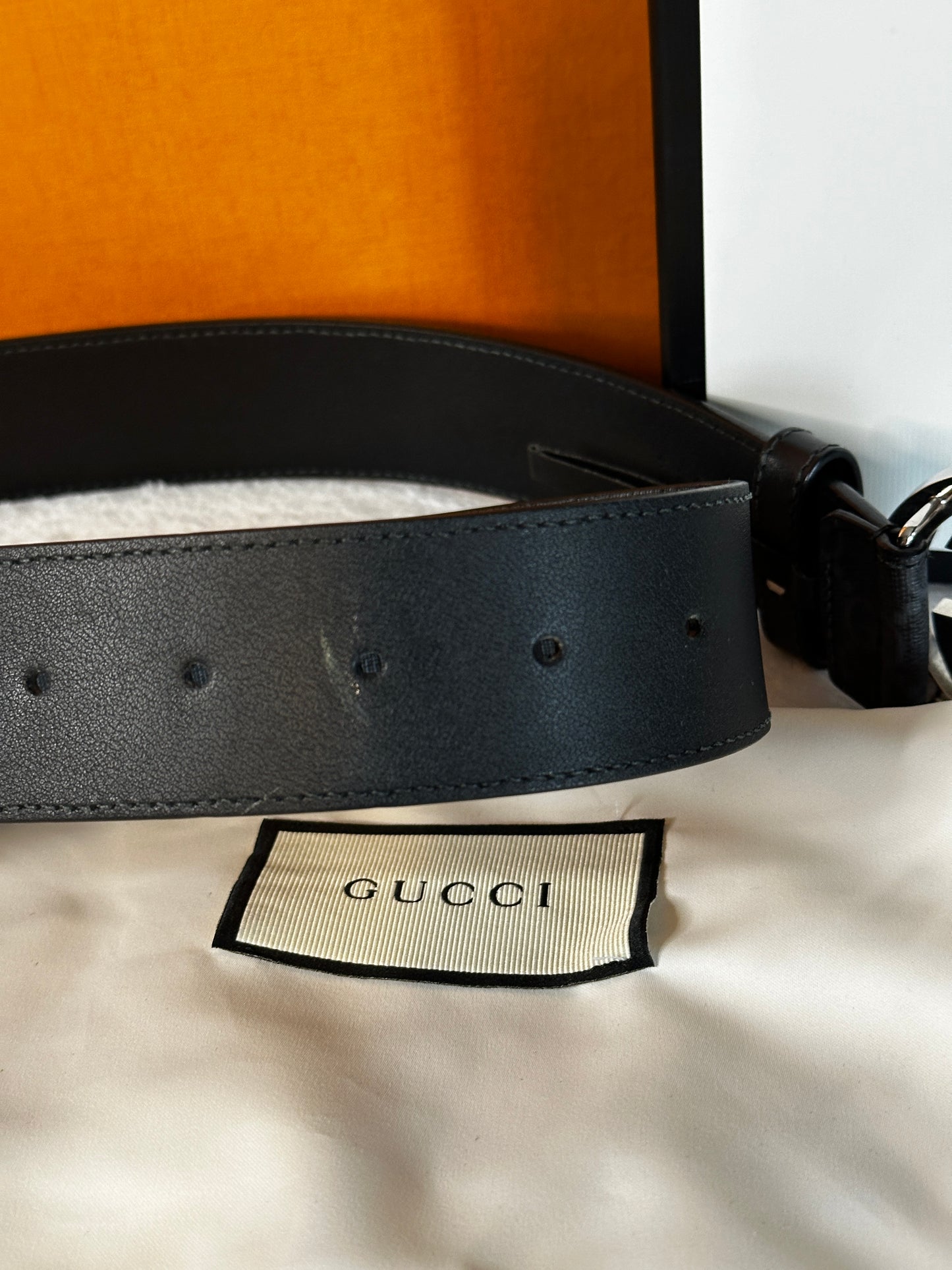 Authentic Gucci GG Black Supreme Belt 85cm
