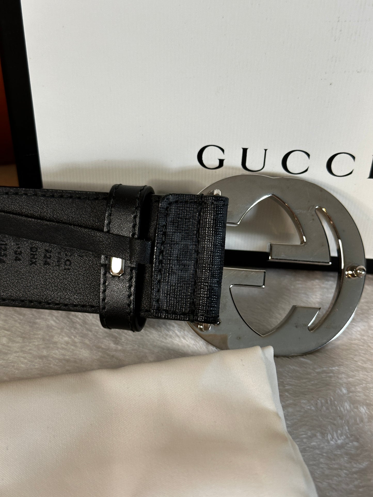 Authentic Gucci GG Black Supreme Belt 85cm