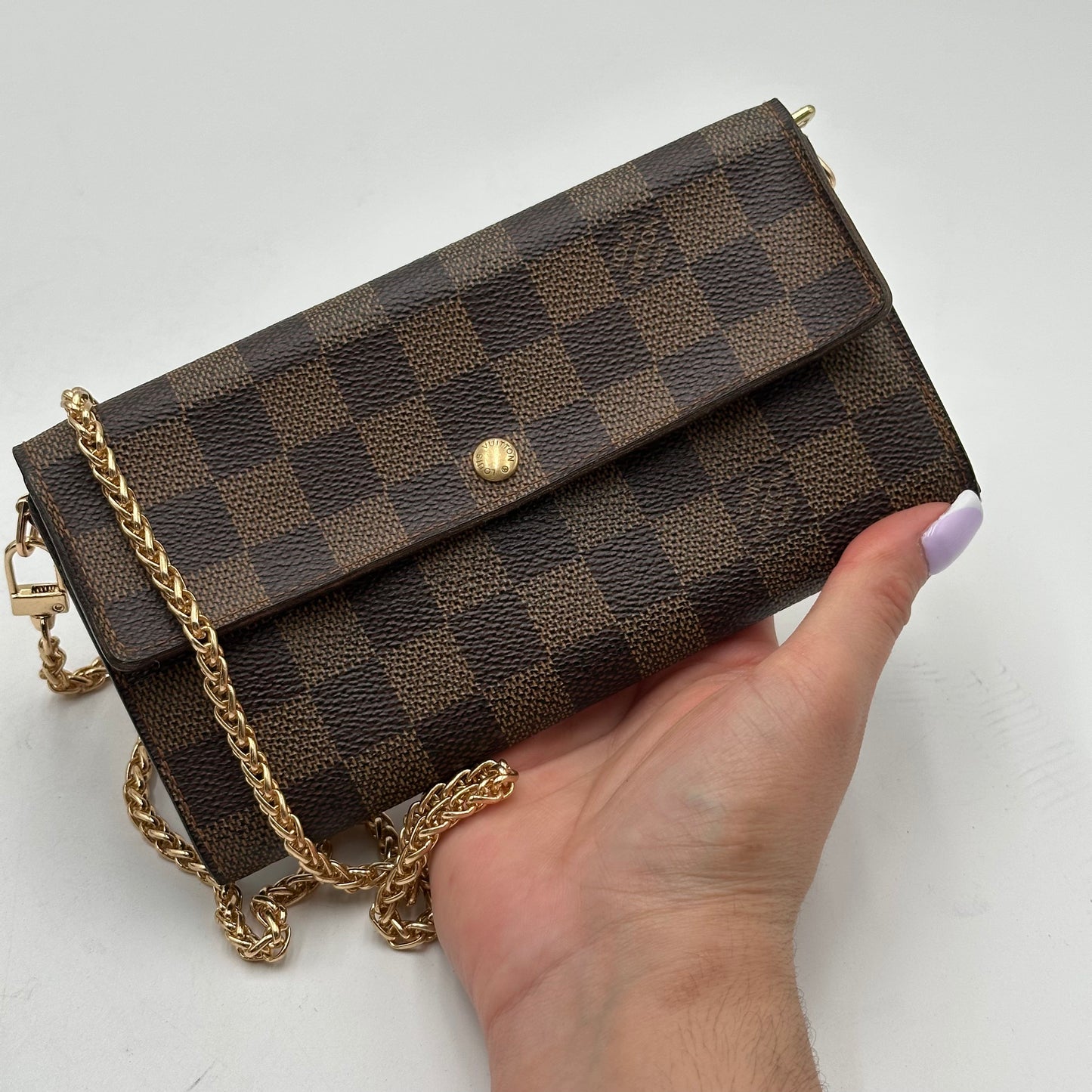 Authentic Louis Vuitton Damier Ebene Sarah Wallet Crossbody