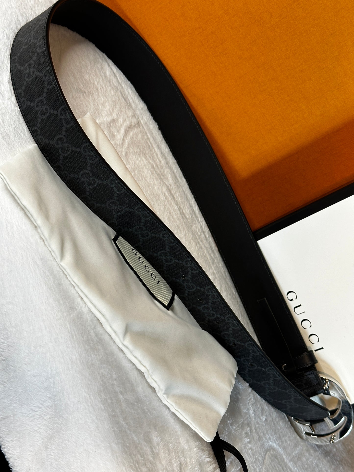 Authentic Gucci GG Black Supreme Belt 85cm