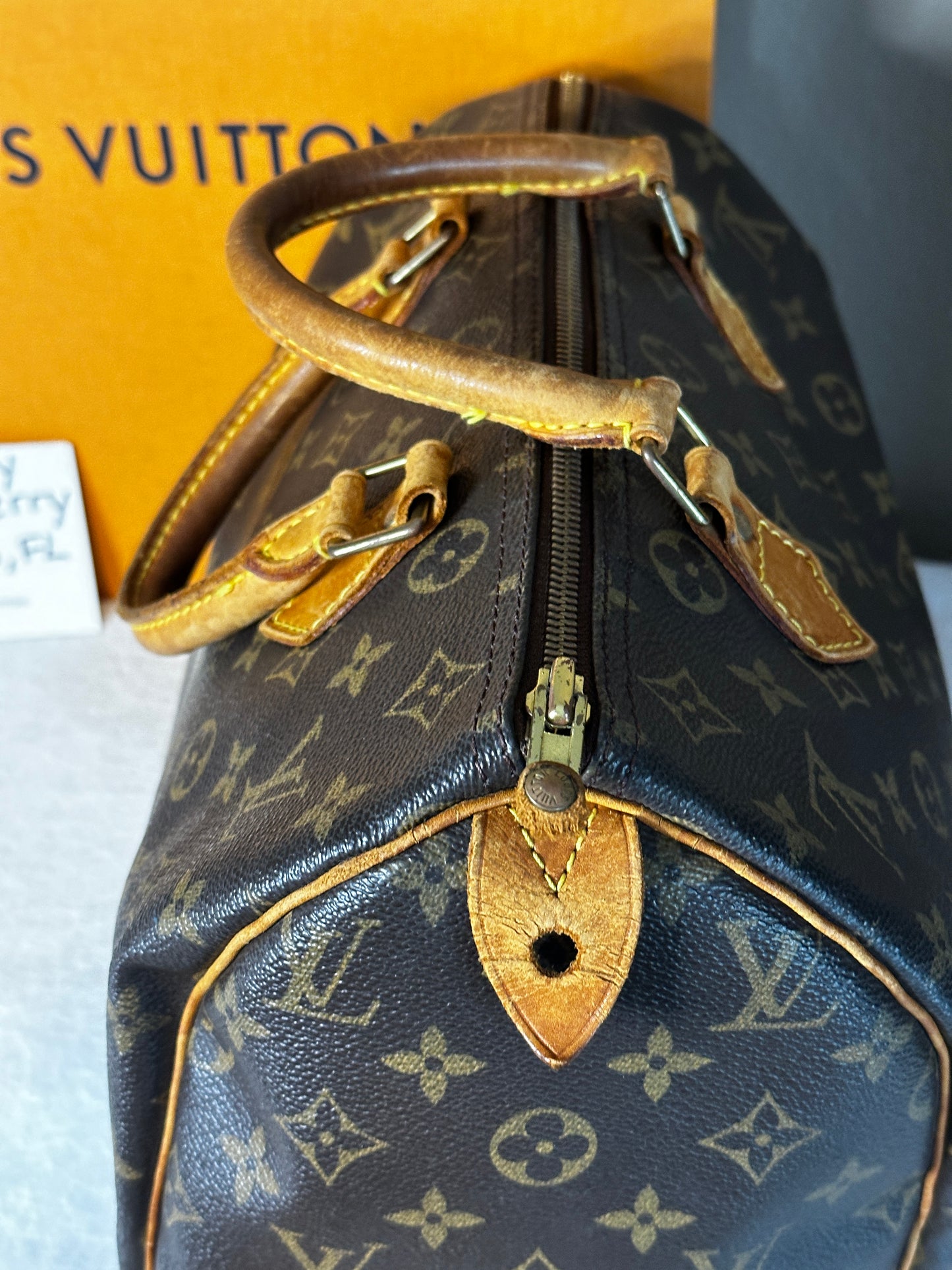 Authentic Louis Vuitton Monogram Speedy 30 w/ Generic Vachetta Strap