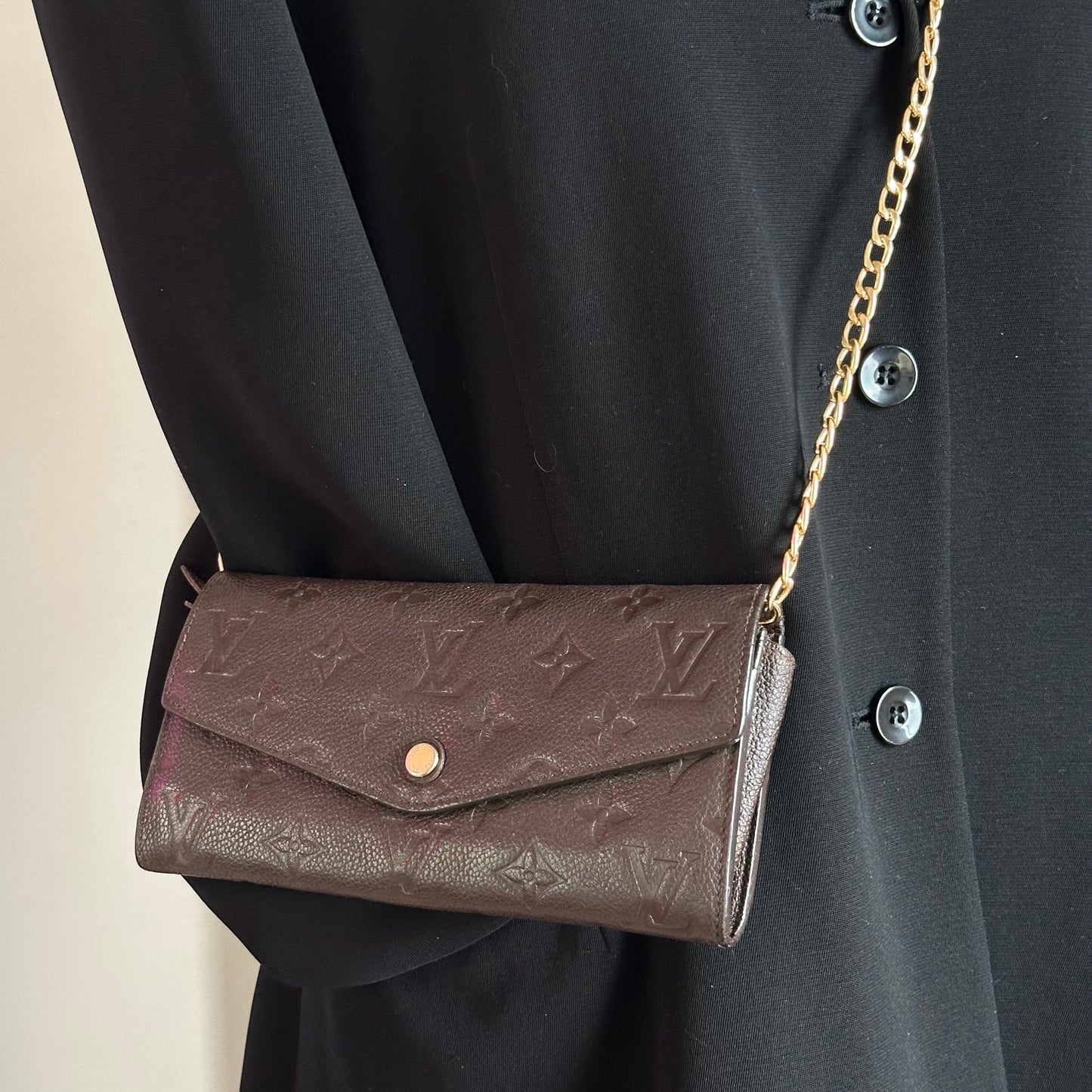 Authentic 2012 Louis Vuitton Monogram Empreinte Sarah Wallet Crossbody
