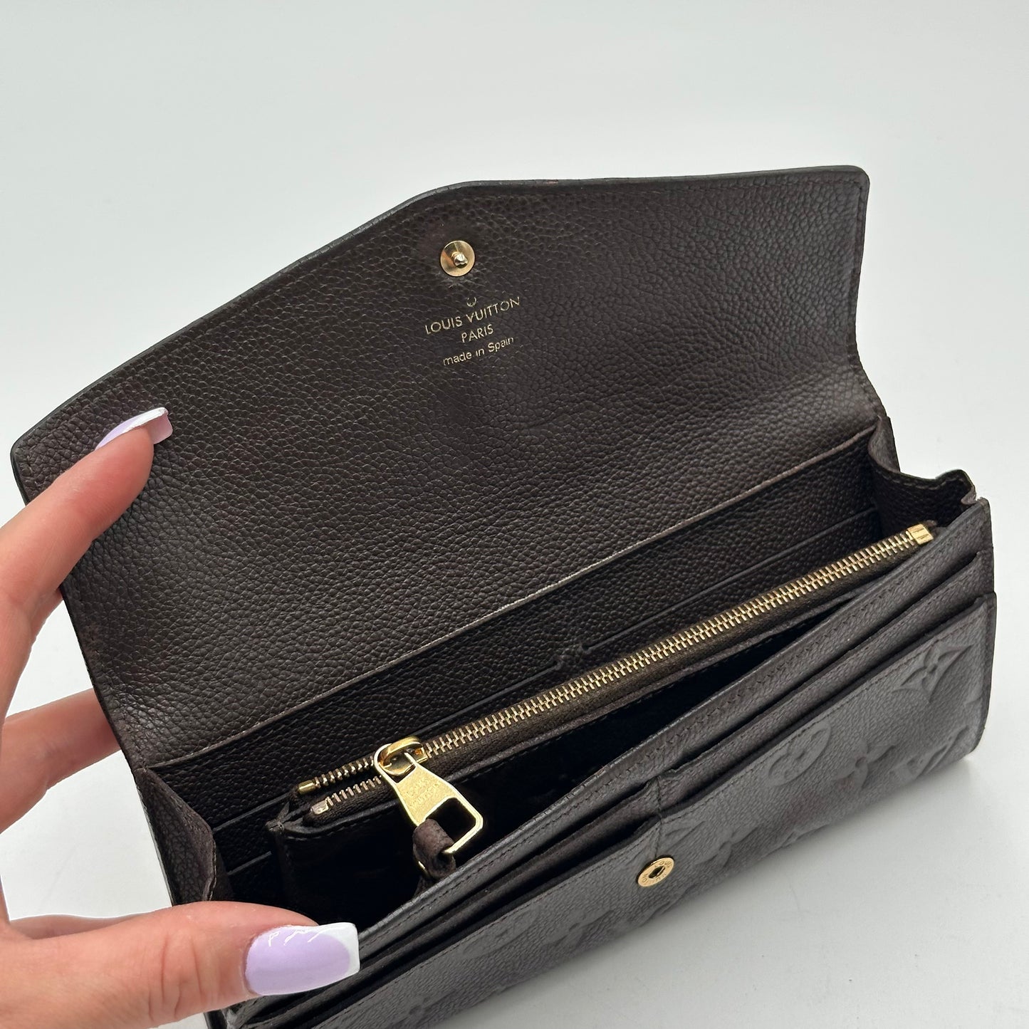 Authentic 2012 Louis Vuitton Monogram Empreinte Sarah Wallet Crossbody