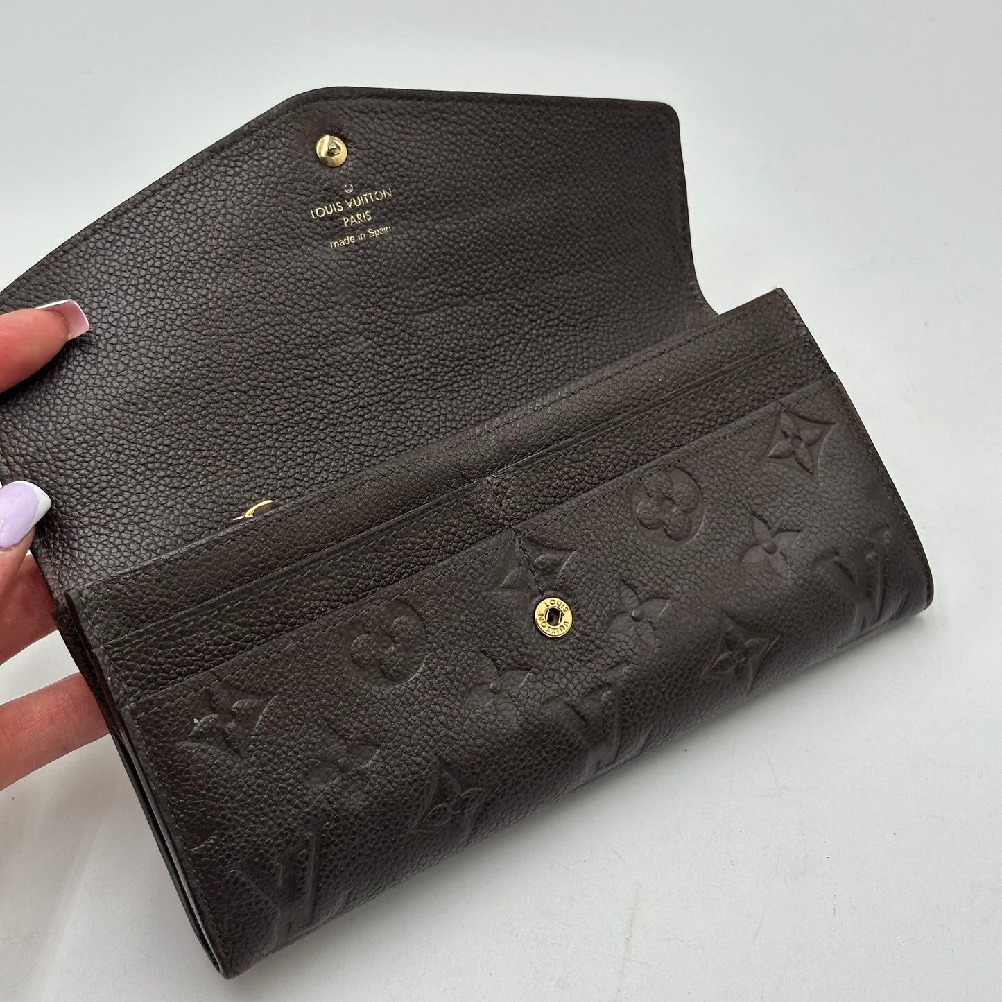 Authentic 2012 Louis Vuitton Monogram Empreinte Sarah Wallet Crossbody