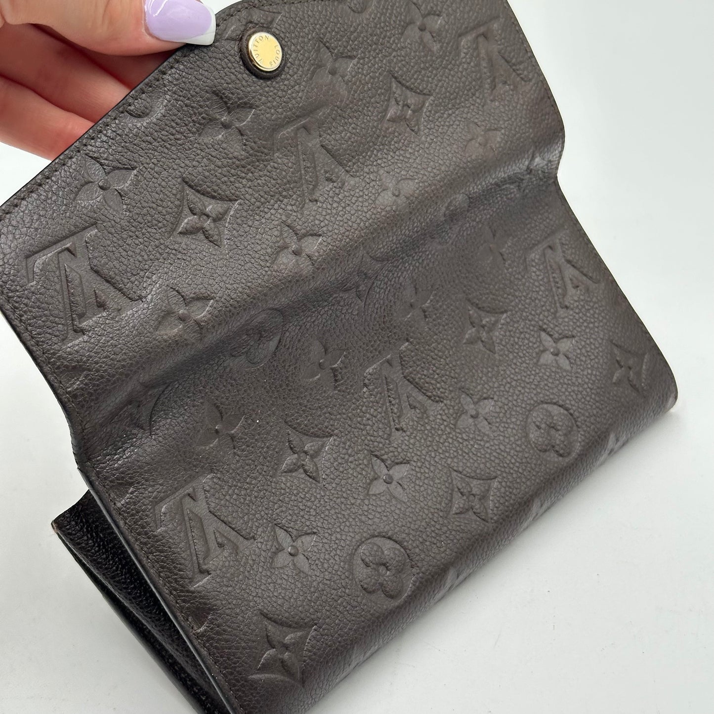 Authentic 2012 Louis Vuitton Monogram Empreinte Sarah Wallet Crossbody