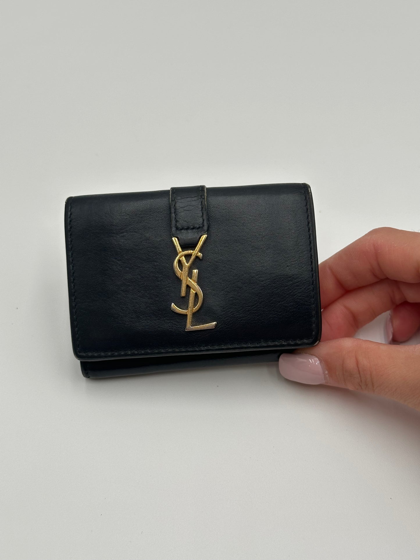 Authentic YSL Set Bundle of 2- Calfskin Mini Wallet & Cardholder