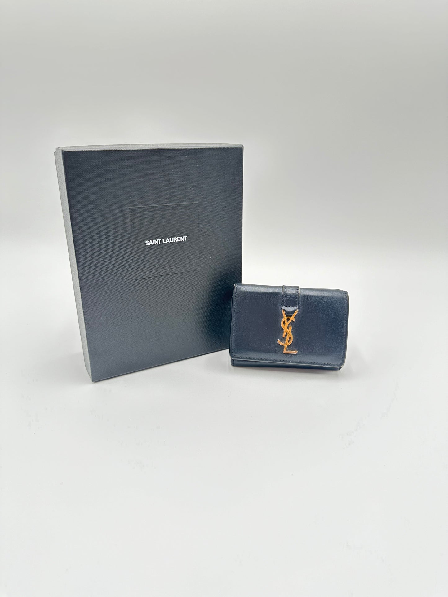 Authentic YSL Set Bundle of 2- Calfskin Mini Wallet & Cardholder