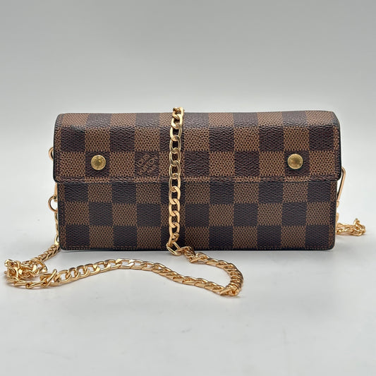 Authentic Louis Vuitton 2005 Damier Ebene Accordion Wallet Crossbody
