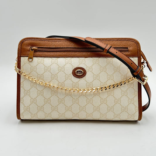 Authentic GUCCI GG Canvas White Clutch Crossbody