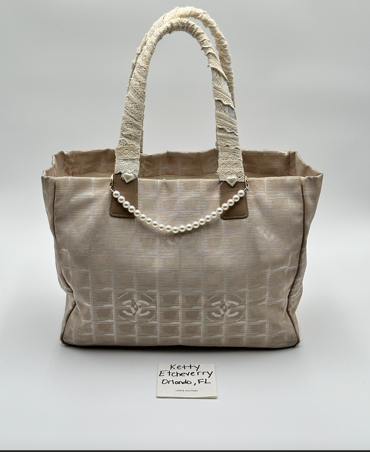 Authentic CHANEL CC Travel Line Tote in Blush Pink