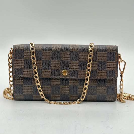 Authentic Louis Vuitton 2007 Damier Ebene Sarah Wallet Crossbody