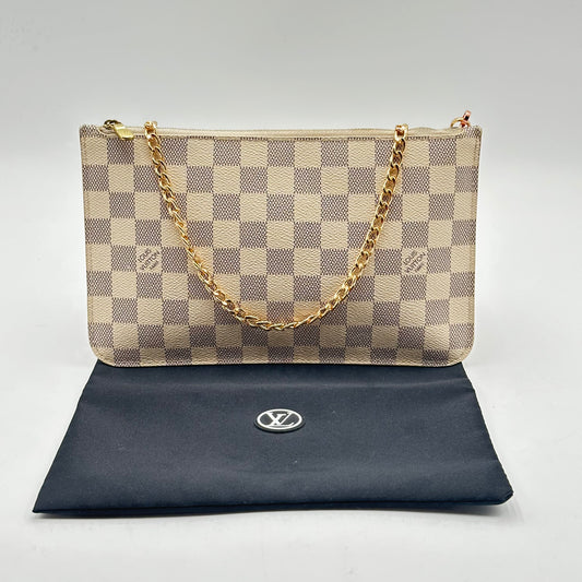 Authentic Louis Vuitton Damier Azur Neverfull MM Wristlet Crossbody