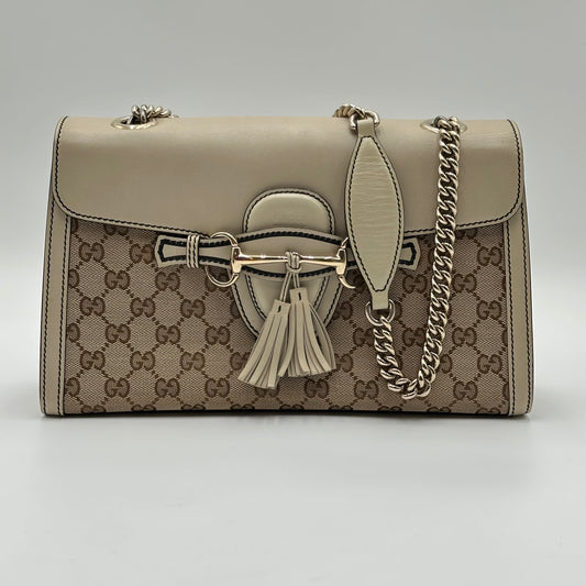 Authentic GUCCI Emily Medium Horsebit Shoulder Bag