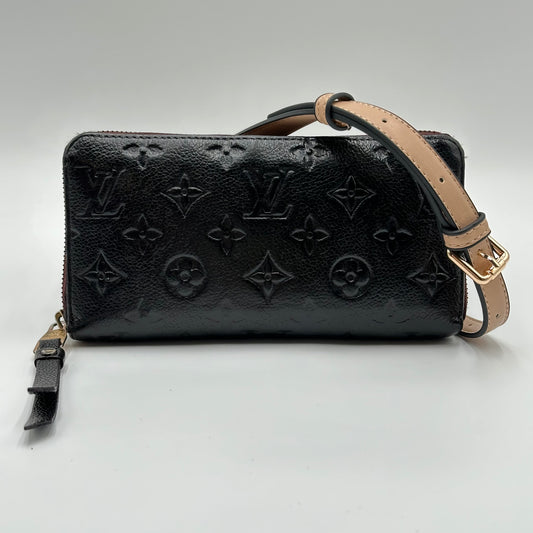 Authentic Louis Vuitton 2014 Black Empreinte Monogram Full Zipper Wallet Crossbody
