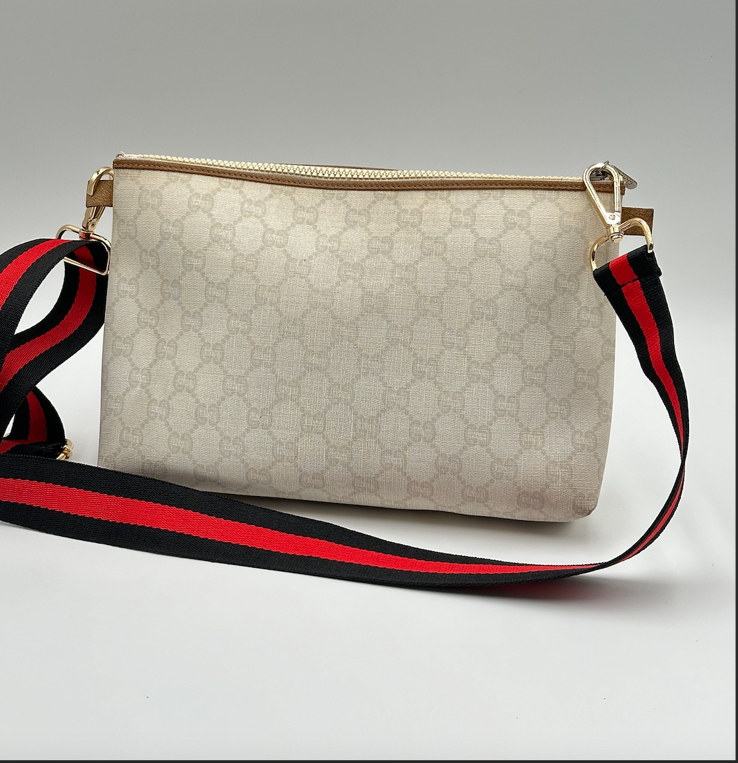 Authentic GUCCI GG Canvas White Pouch Crossbody