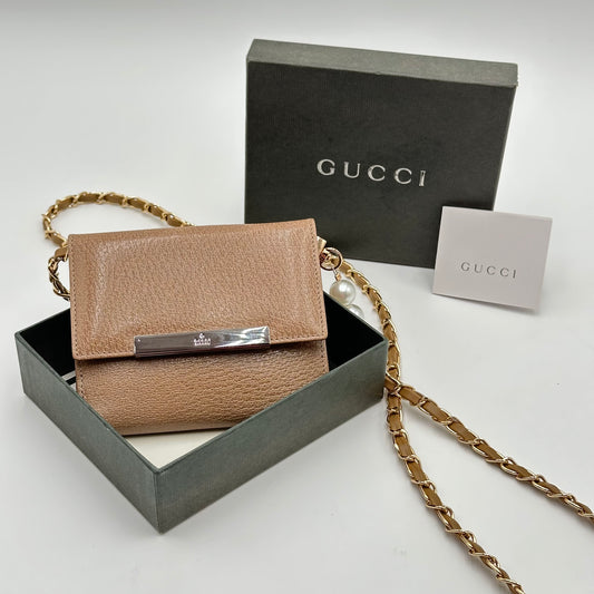 Authentic Gucci Beige Compact Bifold Wallet w/ Box