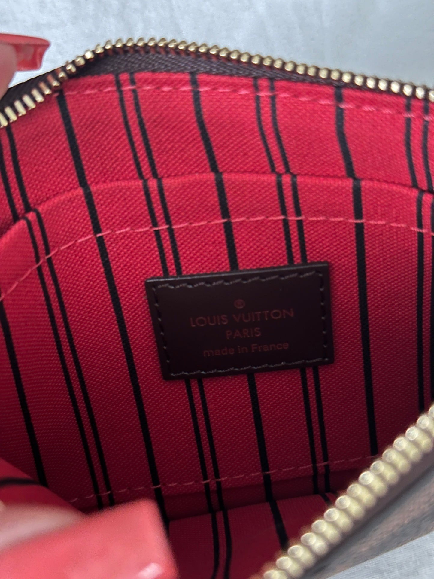 Authentic Louis Vuitton Damier Ebene PM Neverfull Wristlet w/ Crossbody Kit