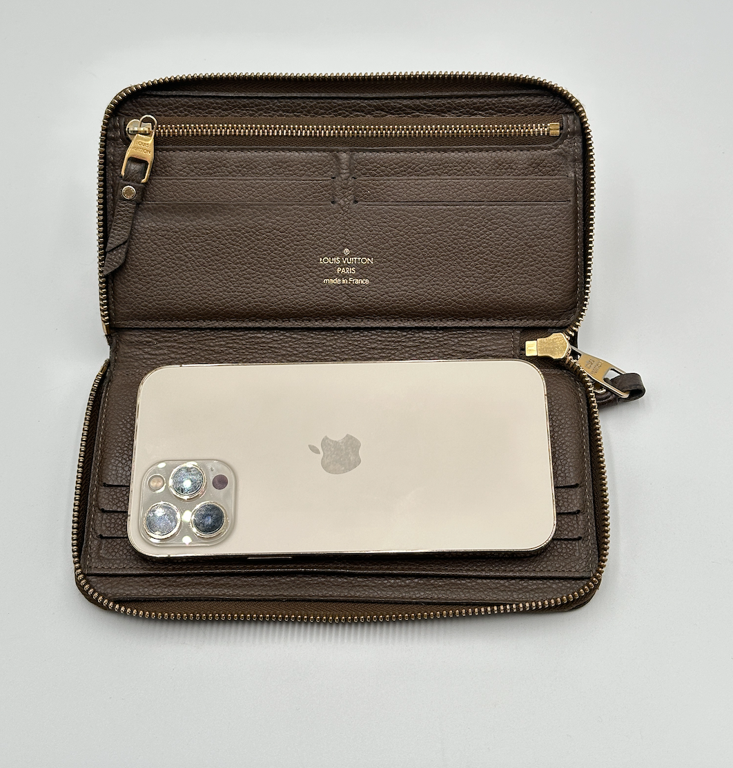 Authentic Louis Vuitton Monogram Brown Empreinte Zippy Wallet w/ Crossbody Kit