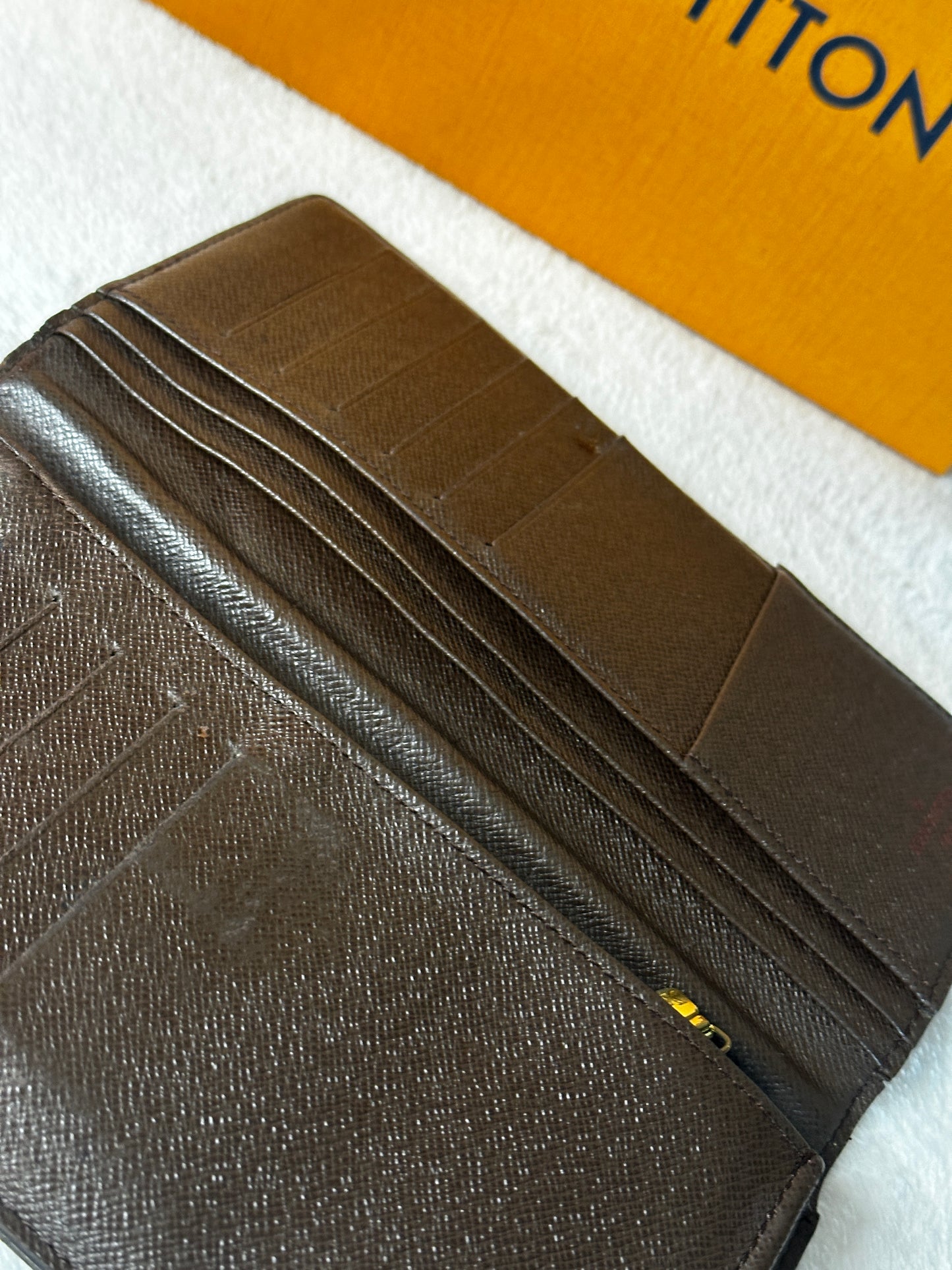 Authentic Louis Vuitton Damier Ebene Porte Brother Checkbook Wallet