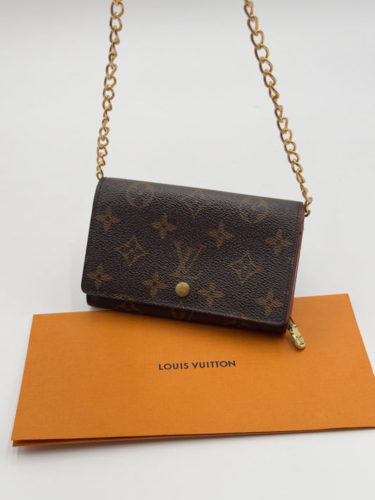 Authentic Louis Vuitton Monogram Porte Monnaie Wallet w/ Crossbody Kit