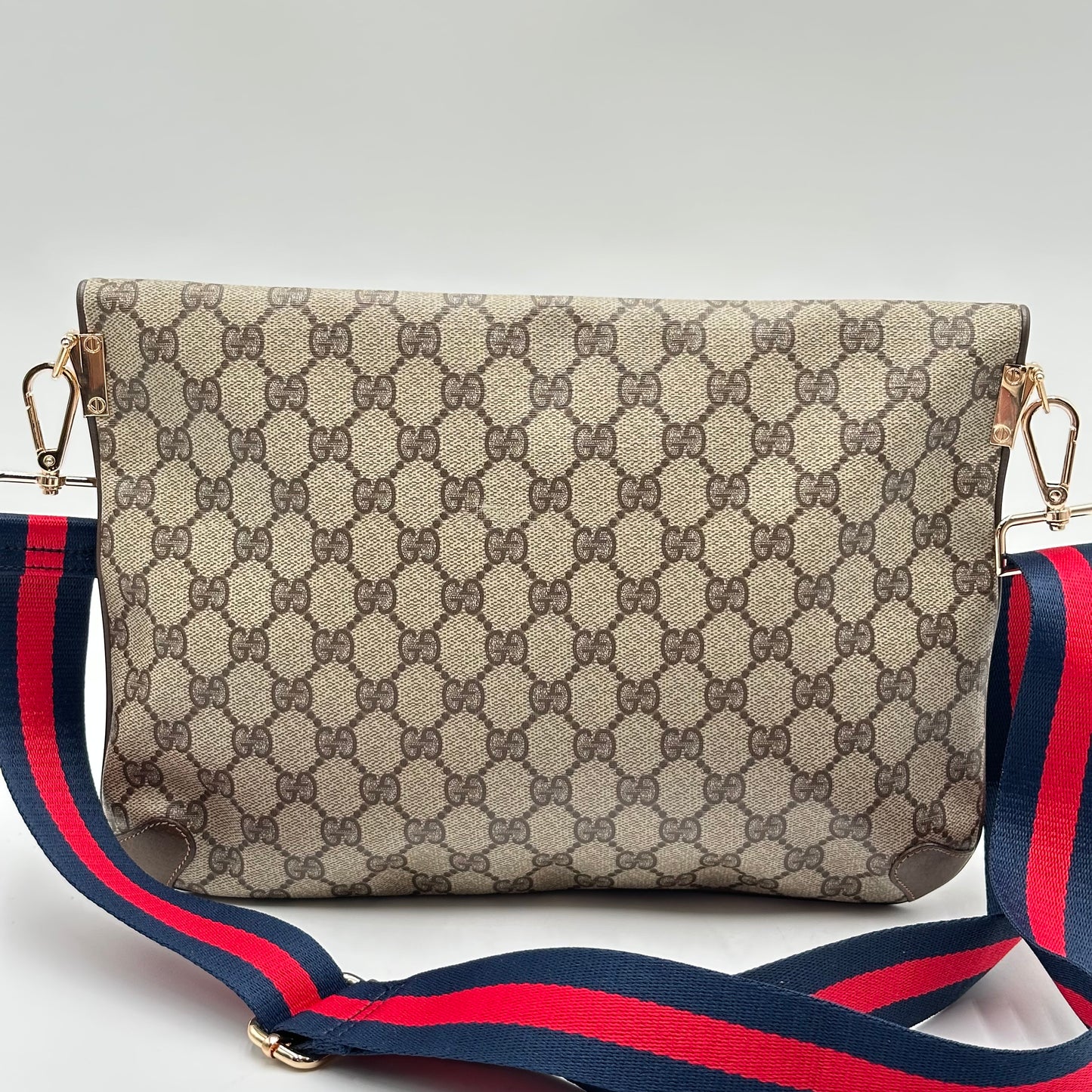 Authentic GUCCI GG Canvas Large Flap Clutch Crossbody