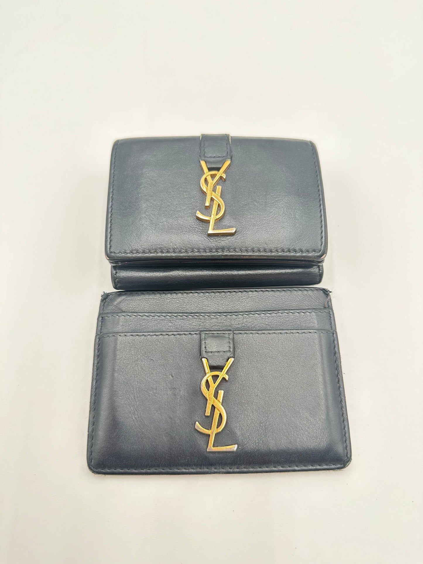 Authentic YSL Set Bundle of 2- Calfskin Mini Wallet & Cardholder