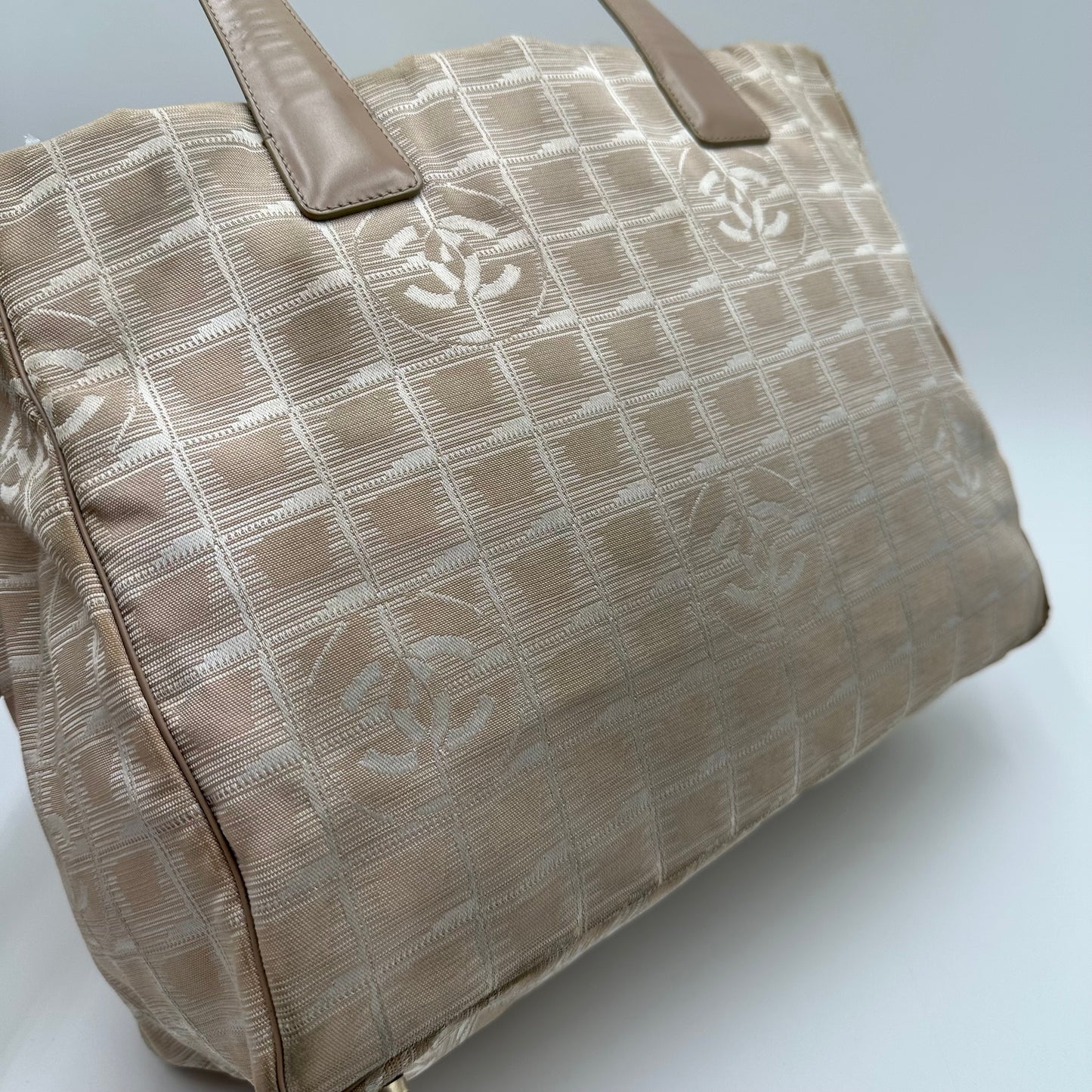 Authentic CHANEL Pink Canvas Travel Line Tote