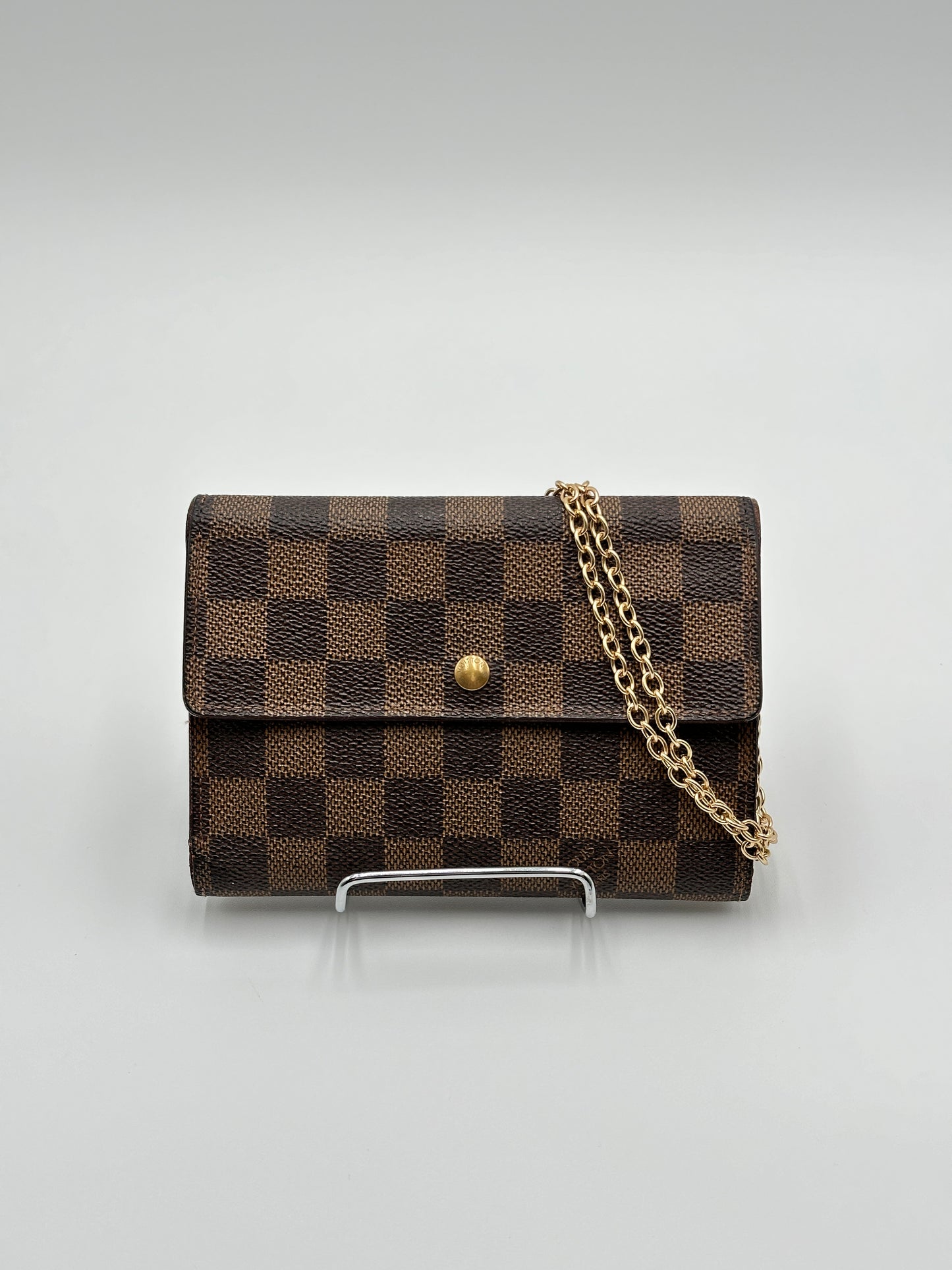 Authentic Louis Vuitton amier Ebene Porte Bilets Wallet w/ Crossbody Kit