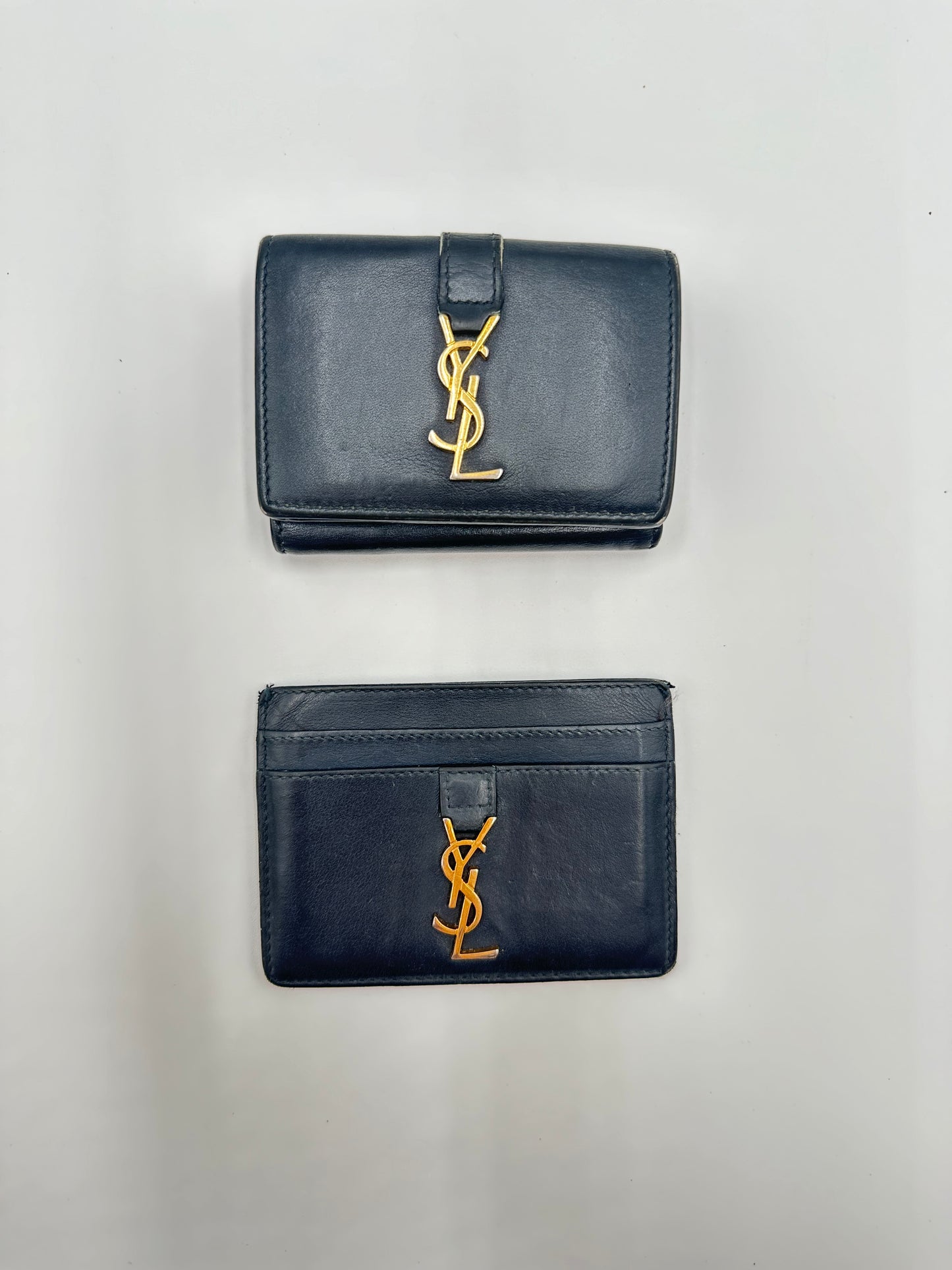 Authentic YSL Set Bundle of 2- Calfskin Mini Wallet & Cardholder