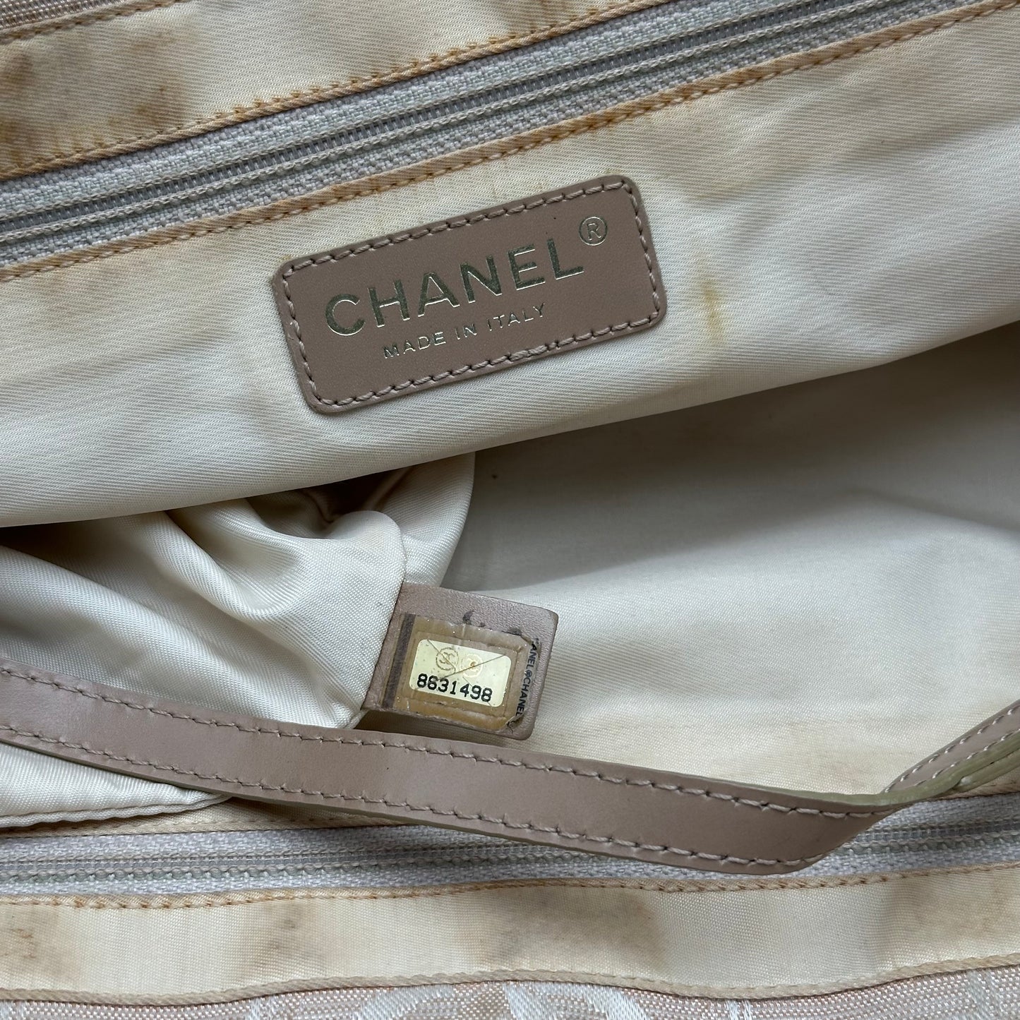 Authentic CHANEL Pink Canvas Travel Line Tote