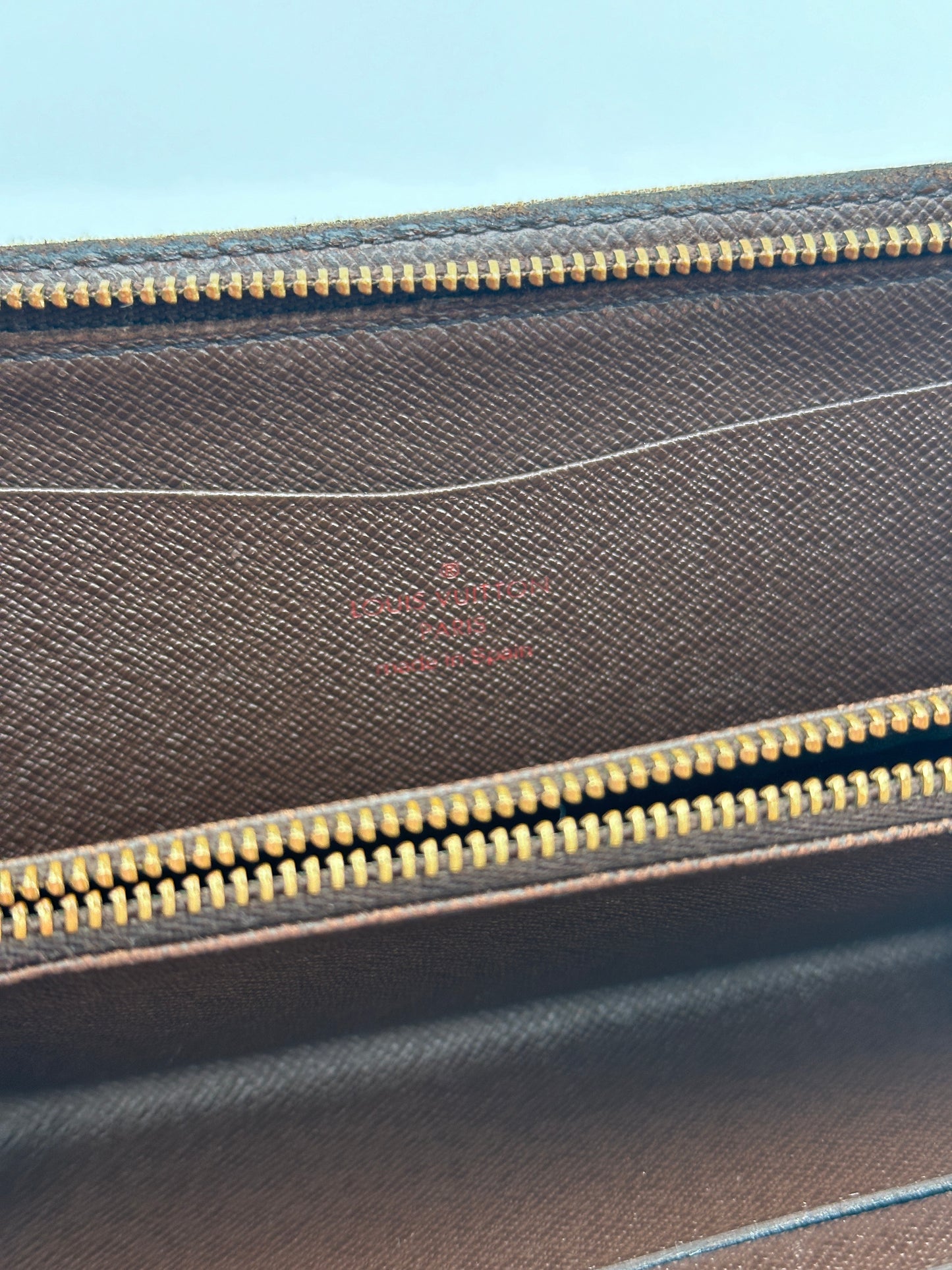Authentic Louis Vuitton Damier Ebene Porte Monnaie Zippy Wallet w/ Crossbody Kit